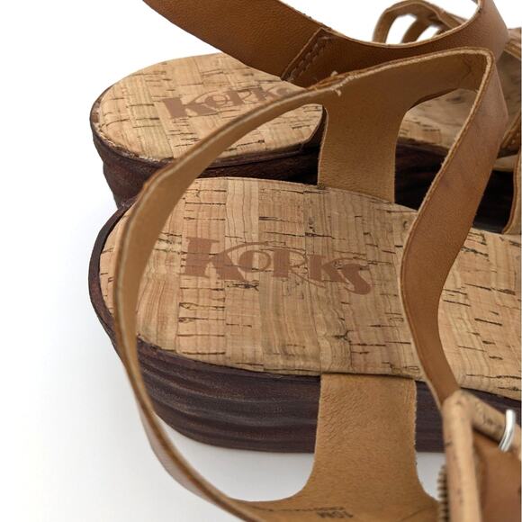 Korks Marley Platform Wedge Sandal Ankle Strap Women's Brown Size US10M EU41 - Picture 10 of 12